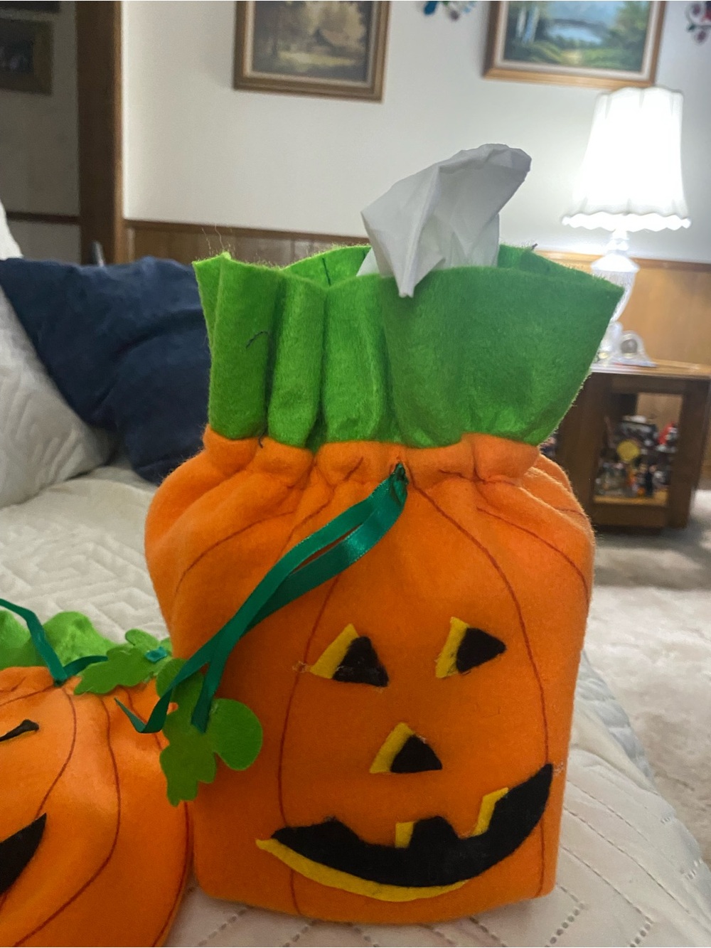 Halloween Pumpkin Tissue Box Covers. Set of 2.